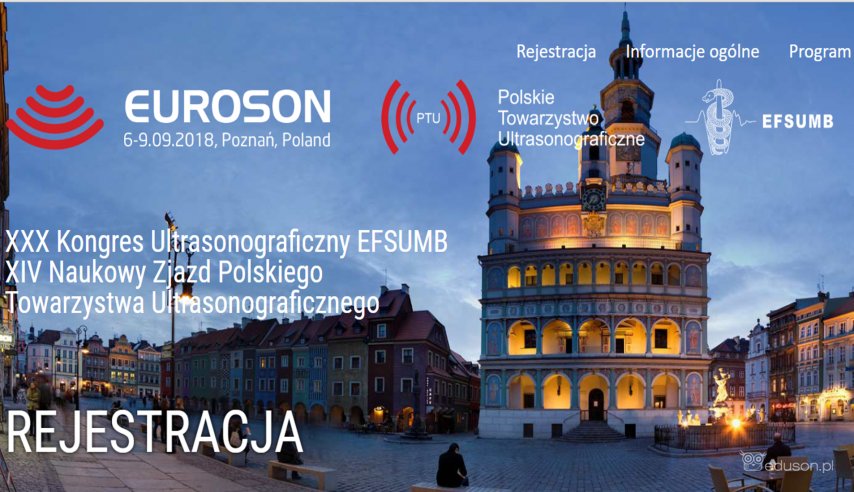 EUROSON, 2018 Poznań, Polska, XXX Kongres Ultrasonograficzny EFSUMB, XIV Naukowy Zjazd Polskiego Towarzystwa Ultrasonograficznego